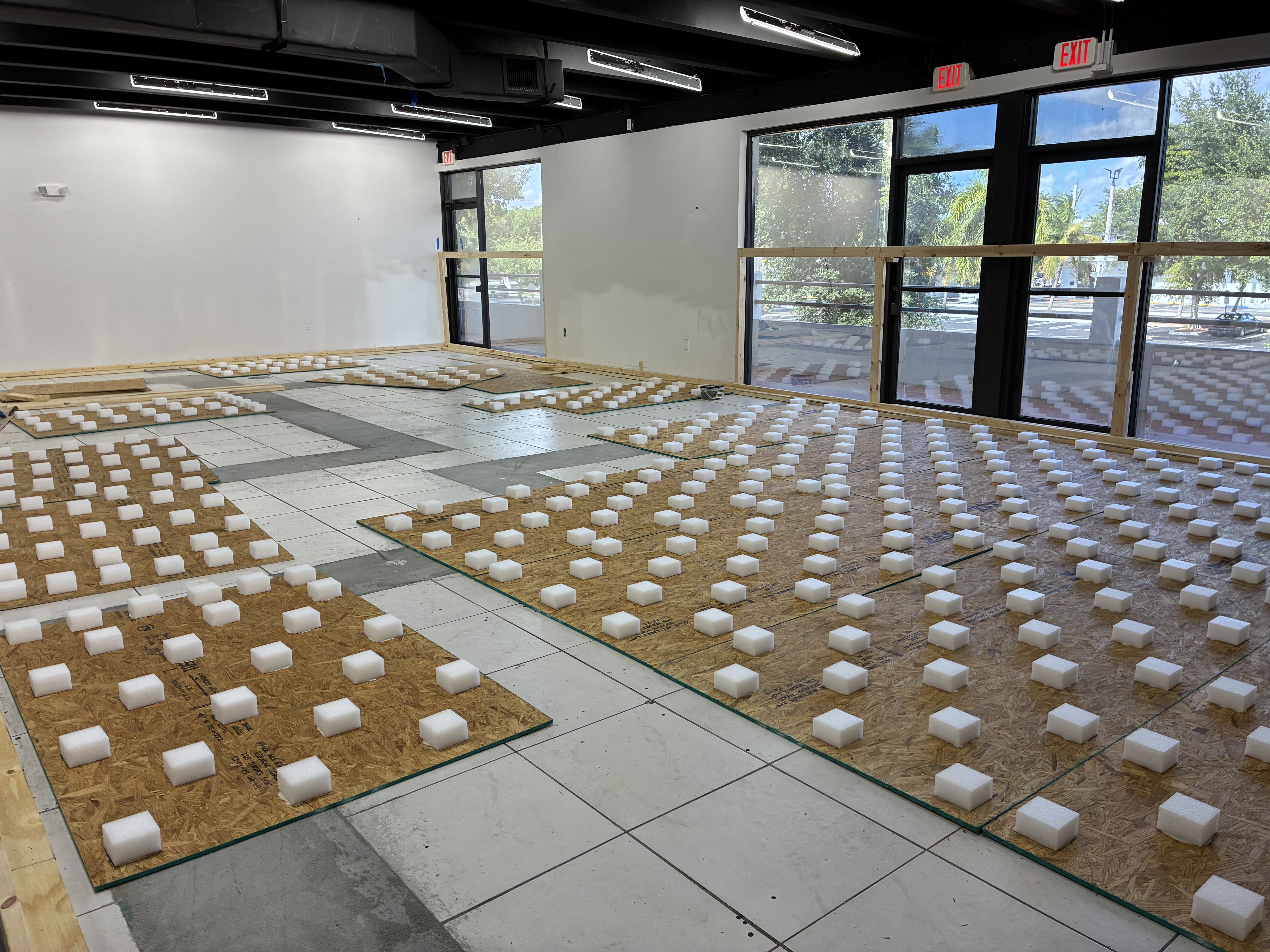 Subfloor buildout in progress at Ground Game Theory